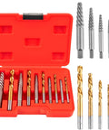 Go To 10 Piece Screw Extractor And Left Hand Drill Bit Set With Alloy Spiral Flutes Easy Out Fastener Remover Kit in red case