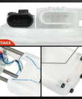 Electric Fuel Pump Module Assembly With Pressure Sensor For Pontiac Aztek And Buick Rendezvous 2004 V6 3.4L Gas Engine Replacement Part shown in detail with four pins and three tubes.