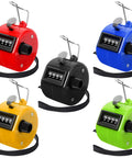 Set Of Five Legit Sturdy Handheld Tally Clicker Counters With Four Digit Dial And Slick Abs Body colorful counters for tracking score