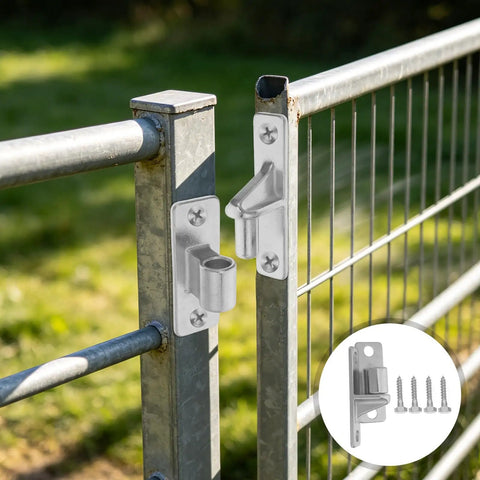 Heavy Duty 2 Pack Stainless Steel Butt Hinge Gate Hardware Set With Male And Female Hinges For Livestock And Farm Gates Detachable Design For Demanding Outdoor Environments Built To Last mounted on metal farm gate