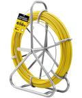 Heavy Duty Pro Grade Fiberglass Fish Tape 656 Ft Duct Rodder Wire Puller With Steel Reel Stand For Walls And Electrical Conduit Built To Last Ultra Flexible High Tensile Fiberglass Rod Easy Through Tight Bends With 13 Inch Minimum Radius, 656 ft yellow 6mm rod on aluminum stand