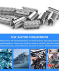 10 Pack Stainless Steel Thread Repair Inserts Set With M6 X 1 Female And M8 X 1.25 Male Threads, 15mm Length, Heavy Duty Sleeves