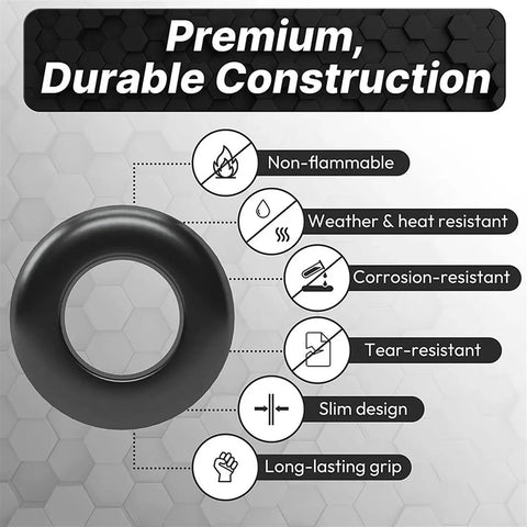 180-Piece Rubber Grommet Assortment Kit Bulk Pack With Multiple Hole Grommets In Various Sizes For Automotive Electrical And DIY Go-To Projects Durable Black Rubber Grommets For Wires And Cables, black rubber grommet close-up