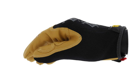 Side view of Material4X Original Work Gloves For Rugged Abrasion Resistant Hand Protection With Durable Synthetic Leather, Brown Black Large.