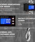 1000Kg Heavy Duty Crane Scale With Backlit LCD Digital Hanging Scale Data Hold Tare And Unit Switch Auto Off Aluminum Alloy