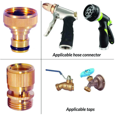 Brass Garden Hose Quick Connect Fittings Three Quarter Inch GHT Leak Proof No Rust No Breakage No Fuss Easy Disconnect