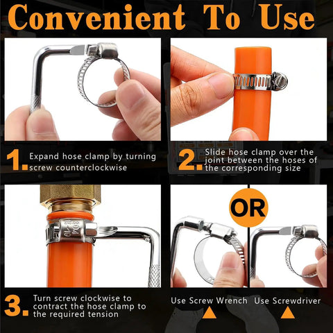 Instructions for using Plumbing Hose Clamp Kit With Stainless Steel Clips And Metal Strap, Heavy Duty 185-Piece Set