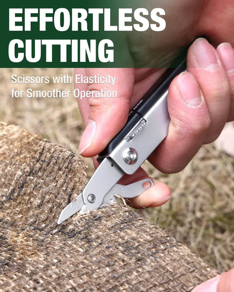 Person using scissors feature of EDC 12 In 1 Multitool for Outdoors and Adventure Built Tough for Everyday Carry Ready
