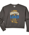 Funny Forklift Operator Crop Sweatshirt For Warehouse Crew And Logistics Teams with forklift graphic and humor text.