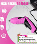 Pink 205-Piece Tool Kit For Gals USB electric screwdriver charging