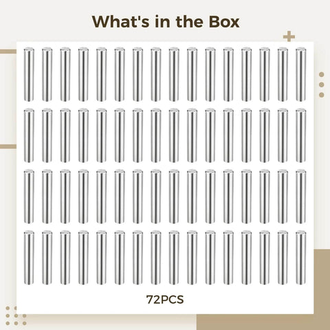 72 Pack 3Mm Bearing Steel Dowel Pins For Precise Alignment, Hardened Cylindrical Dowel Pins With Ground Finish, Heavy Duty