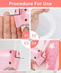 Micro Stitch Gun for Quick Clothing Fixes showing step-by-step use for hemming with included needles and fasteners.