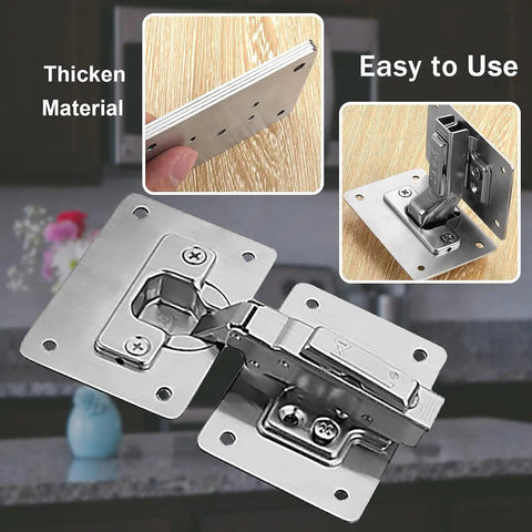 Beefy Heavy Duty Hinge Repair Plate Kit For Cabinets With Rust Resistant Stainless Steel Brackets And Holes, Easy Install Hinges Display