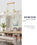 Lit 6 Light Gold Crystal Chandelier With K9 Crystals And Warm Gold Frame over elegant dining room