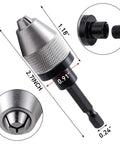Fast Change Drill Chuck Converter Extension for Impact Drivers And Hand Tools, 1/4 Inch Hex Shank, 0.3-6.5 mm Attachment