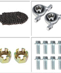 Components of 32 Inch Go Kart ATV Rear Axle Assembly Kit With Shaft Hub Chain And Brake Master Cylinder Replacement For 6 To 10 Wheels