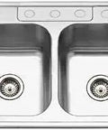 Stainless Steel Kitchen Sink 33 Inch Drop In Top Mount Four Hole Fifty Fifty Double Bowl Heavy Duty Durable And Versatile Workhorse