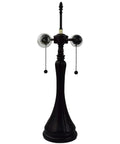 Dark brown base of Tiffany Style Floral Glass Table Lamp With Amber Glow Cozy Vintage Vibe Yellow Stained Glass Shade Banker Inspired