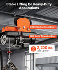 Heavy Duty Electric Hoist Trolley Workhorse 1 Ton Capacity With Dual Wheel Push Beam Trolley, Q235 steel, 2200 lbs.
