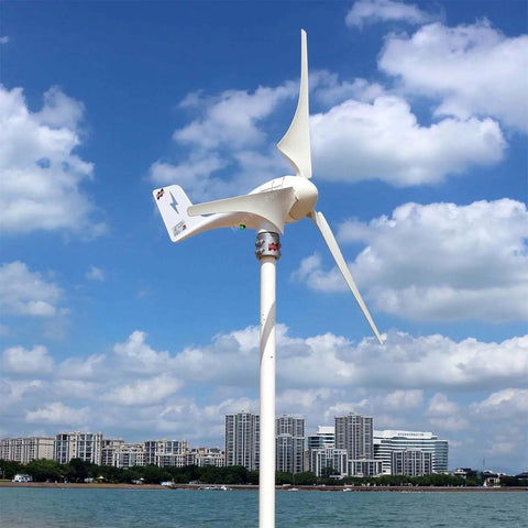 630 mm Delta Wing High Strength Carbon Fiber Wind Turbine Blade for Horizontal Turbines installed outdoors with city skyline
