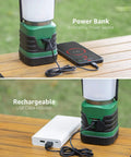 Bright 1000 Lumen Rechargeable Go To Camping Lantern With 4400mAh Power Bank Green LED Tent Light USB charging devices