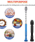 Dual Pin Vise Drill Set With Semi Automatic Rotary Action 27-Piece Micro Twist Drill Kit Including 25 Bits 0.5-3 mm displayed with jewelry and craft uses.