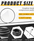 Graphite braided compression packing for pumps and valves, 1/4 in by 1/4 in, 16 ft length