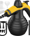 Pressurized Handheld Steam Cleaner With 10 Accessories And Safety Lock For Home And Car Cleaning, yellow and black design