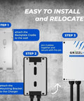 Installation guide image showing steps to set up Heavy Duty Level Two Electric Charger With Forty Amp Juice Ul Certified Indoor Outdoor Wall Mount Charging Station.