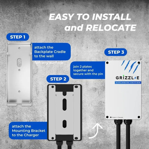 Installation guide image showing steps to set up Heavy Duty Level Two Electric Charger With Forty Amp Juice Ul Certified Indoor Outdoor Wall Mount Charging Station.