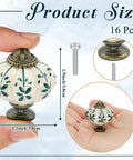 Top Tier Ivory Ceramic Pumpkin Cabinet Knobs Set Of 16 For Kitchen Drawers And Bedroom Furniture With Cute Green Floral Details And Classic Vintage Vibe For Easy Home Makeovers, showing size and detail in hand.