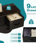 Dope Nine Drawer Black Dresser For Bedroom And Closet Organizer With Solid Multifunctional Storage Tower features nine large drawers for storing apparel and blankets.