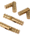 Stealth Copper Concealed Barrel Hinges Set 12 Pieces 20x4mm shown with two open and two closed hinges