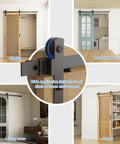 Heavy Duty Sliding Barn Door Hardware Kit 6.6Ft With Solid Steel Rollers And High Strength Flat Tracks Supports Up To 330 Lb 150 Kg
