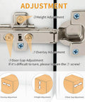 Detailed adjustment diagram of 4 Pack Frameless Full Overlay Soft Close Cabinet Hinges For Kitchen Cabinets, European Concealed Hinges.