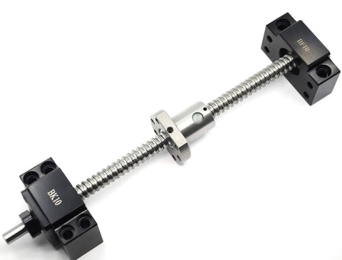 Heavy Duty SFU1204 Ball Screw Kit With Slick Metal Nut CNC Machine Parts 12mm Diameter 4mm Pitch 400mm Length showing metal rod and BK10 blocks.