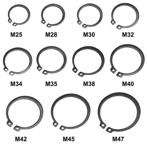 Image showing the External Retaining Ring Kit 88 Pcs 11 Sizes Carbon Steel Snap Ring Assortment Black Finish Pro Grade Quality.