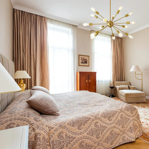 Sputnik Style 15 Light Modern Chandelier With Adjustable Arms In Anti Rust Gold Finish for bedroom lighting