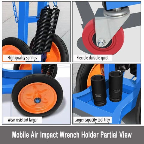 Skip The Back Pain With This Smooth Rolling 1 Inch Air Impact Gun Holder Truck Tire Service Cart Heavy Duty Wrench Support Stand Designed To Save Your Lower Back And Keep Shop Projects Flying