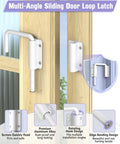 Multi Angle Sliding Door Loop Lock for Barn Doors, Windows, Closets, Fences and Sheds, 90/180 Degree Aluminum Alloy Patio Lock Latch, U Bolt Security, White, 1 Piece, Easy Install, Built to Last and Anti Snag Design.