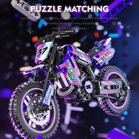 Motorcycle Building Block Set With 476 Pieces, Epic Collectible Display Model, featuring vibrant decals and realistic details.