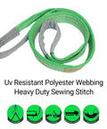 KOERZORE 2-pack lifting straps; 2.2 in x 4 ft, UV-resistant green nylon webbing with gray reinforced ends