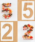 12 Inch Big Ol Number Stencils Set with stencil and cake decorated numbers 5 and 2, PET plastic, for decorating cake and DIY crafts.