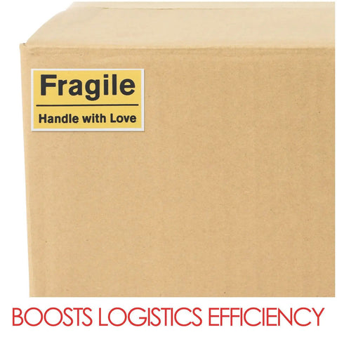 Yellow Fragile Stickers For Small Business Packaging 6 Pack High Visibility PVC Adhesive Labels For Shipping Moving Warehouses Parcels Luggage And Handling Durable Fragile Warning Signs For Safe Delivery on cardboard box