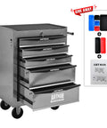 Lockable Rolling Tool Cart Cabinet With Steel Body And Ball Bearing Slides For Garage Workshop Tool Crib Must Haves, silver finish.