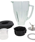 Replacement 48 Ounce Glass Jar Set For Blenders 6 Piece Cup Assembly With Jar Base Cap Blade Gasket Round Lid Center Fill Plug