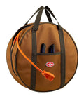 Cable Bag For Trucks And Rigs, Truck And Rig Ready Organizer That Fits With Spare Wheel, brown with web handles and pocket