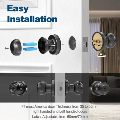 Keypad Door Knob Keyless Entry Lock For Home, Smart Door Lock With Backlit Keypad, Auto Lock, Anti Peep, 20 Access Codes Four To Eight Digits, No Fuss Install Electronic Door Knob For Secure Front Door, Silver