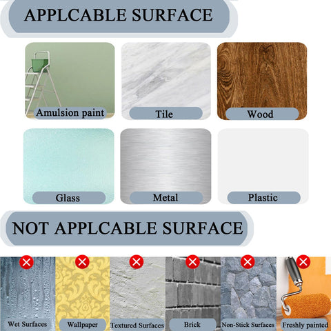 Applicable and non-applicable surfaces for Two Sided Mounting Putty Dots For Wall Hanging Crafts And Party Decor, Clean Removable Poster Tack