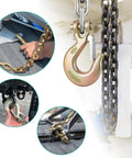 Heavy Duty Clevis Slip Hook With Safety Latch Three Eighths Inch For Grade 70 Transport Chain 4 Pack 18,000 Lbs Capacity in use